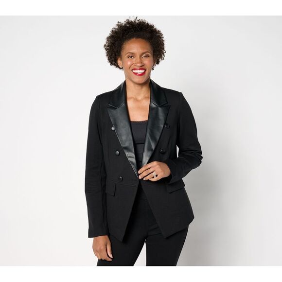 Belle by Kim Gravel Women's Plus Sz Jacket 2X Blazer with Faux Black A655136 - Picture 1 of 4